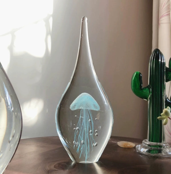 Lijiao glass crystal ball home decoration item, luminous jellyfish animal