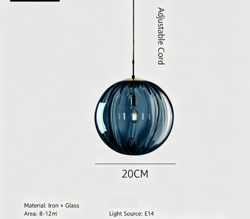 Minimalist Water Pattern Glass Sphere Pendant Light, Creative Living Room Bar Light, Nordic Bedroom Bedside Small Pendant Lamp