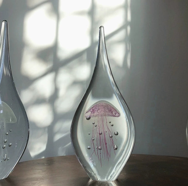 Lijiao glass crystal ball home decoration item, luminous jellyfish animal