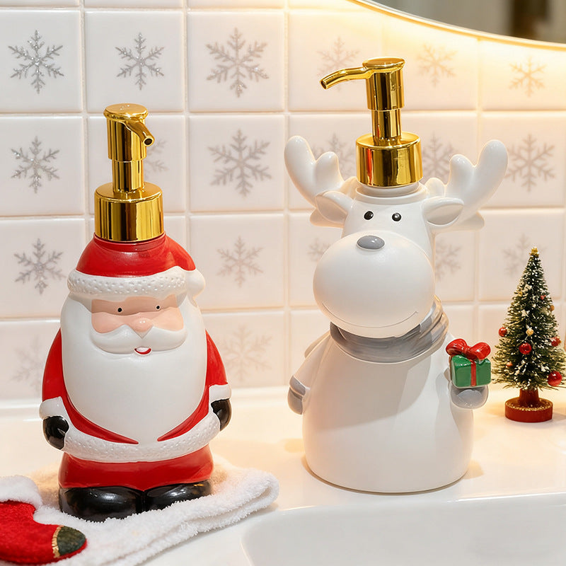 Cartoon Fun Santa Claus Soap Dispenser Bottle for Home Bathroom and Toilet, Hand Soap Pump Bottle with Decorative Design