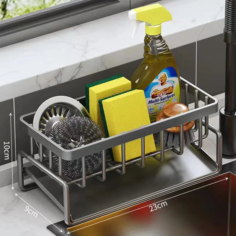 Over-Sink Dish Rack Organizer — Stainless Steel Sponge & Soap Caddy